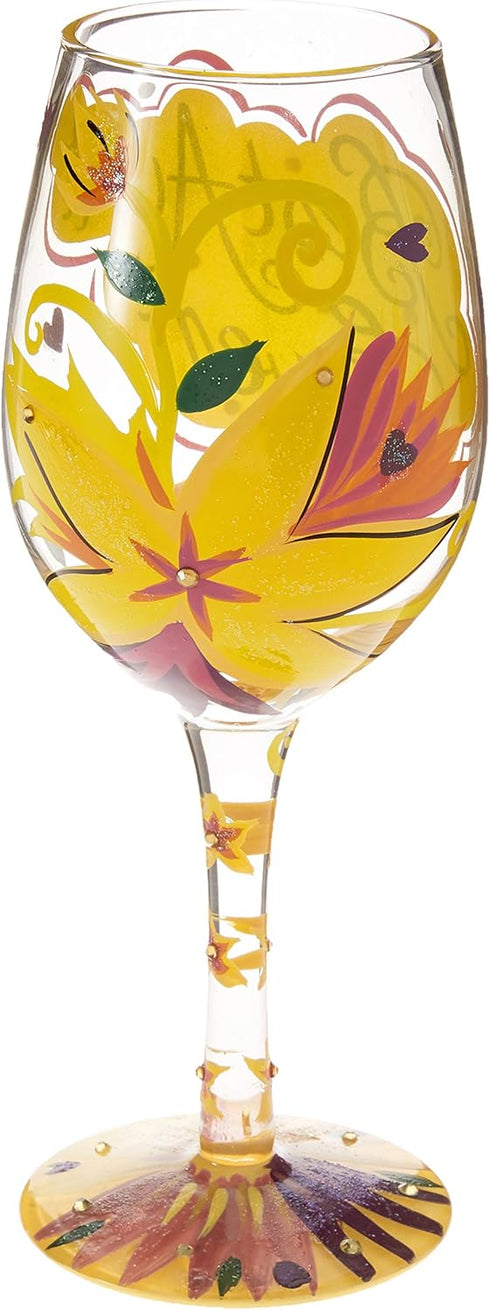 Lolita Best Aunt Ever Artisan Painted Wine Glass Gift