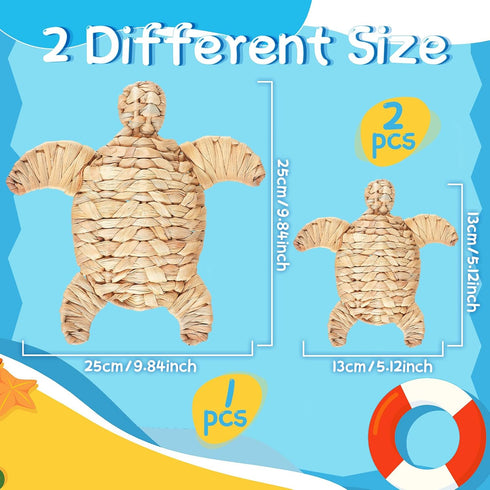 Threehoney 3 3 Pcs Turtle Beach Theme Decor Size Handmade Wicker Turtle Wall Decor Sea Life Hanging Wall Art Coastal