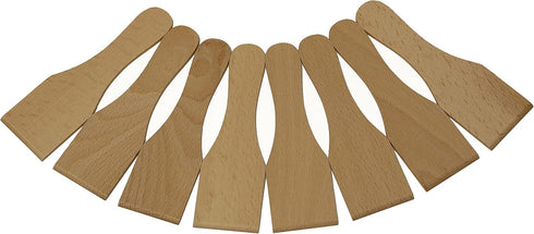 Wooden Raclette Spatula Set of 8, Smooth Beechwood Scrapers Safe for Non-stick Pans