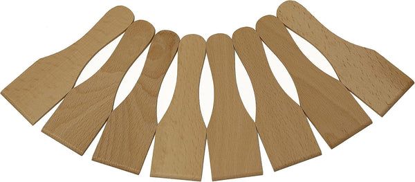 Wooden Raclette Spatula Set of 8, Smooth Beechwood Scrapers Safe for Non-stick Pans