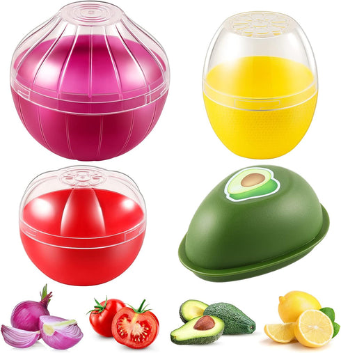 Vegetable and Fruit Storage Containers for Fridge, 4 Pcs BPA Free Reusable Food Saver for Keeping Food Fresh Longer
