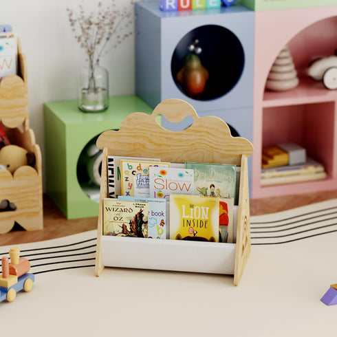 BPMFDTNL Wood Kids Bookshelf, Montessori Bookshelf,Suitable Kids Rooms, Nursery & Classroom, Toddler Book Rack, Nursery