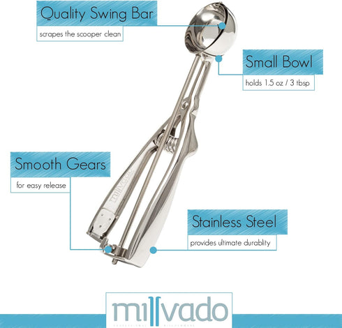 Stainless Steel Ice Cream and Cookie Scoop - Spring Loaded Lever Design for Sorbet, Melon, Meatballs, Muffins