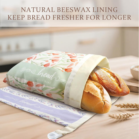 2 Pack 44.2 inches, Bread Bags for Homemade Bread, Reusable Beeswax Linen Cotton Sourdough Bag, Freezer Safe, Large