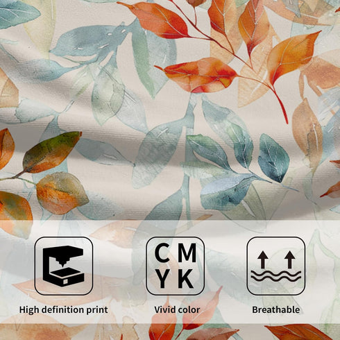 Mweet Set 2-14x28 Inch Fall Leaves Hand Towels of Gradient Green Orange Leaf Plant Super Soft Highly Absorbent Dish