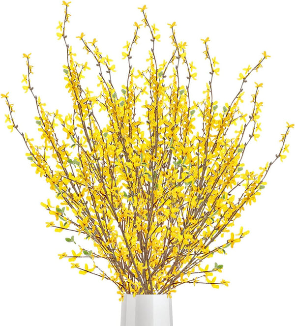 Artificial Forsythia Flowers, 6Pcs 39.4 Inch Silk Forsythia Branches for Flower Arrangement, Wedding Decoration