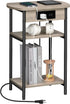 3 ET05205B Hzuaneri End Tables with Charging Station, Tier Side Table with Charging Station, End Table with USB Ports