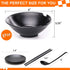 Vivimee Unbreakable Japanese Style Ramen Bowl Set of 2, 37oz Black Large Matte Melamine Bowls and Spoons Set with Chopsticks & Saucers for Pho Thai Miso Udon Soup Noodles or Asian Food by Vivimee