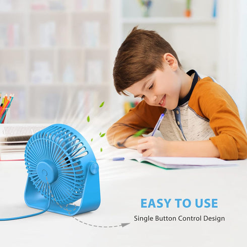 FARADAY USB Desk Fans 5 Inches Portable Table Fans 360° Head Rotation Small Personal Desktop Fan for Home Office, 3 Speeds, Blue by FARADAY