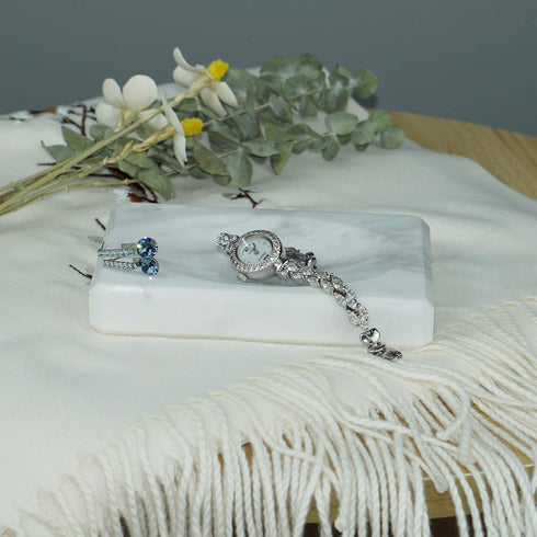 Countertop White Soap Dish Tray Marble Soap Holder Trinket Plate for Bathroom Sink Kitchen Bedroom Vanity Bathroom