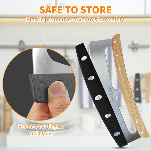 ALLTOP Pizza Cutter Rocker, High Performance Stainless Steel Slicer Blade with Wooden Handle, Kitchen Tool