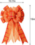 Large Orange Buffalo Plaid Burlap Bow for Thanksgiving, Fall, Christmas - Wreath, Tree Topper, Indoor/Outdoor Decoration