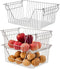 Stackable Wire Metal Baskets, Sturdy Cabinet Organizer for Home, Bathroom, Kitchen, Chrome, 3 Packs
