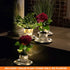 (77i50265) Gama Sonic Illuminated Plant Stand for Outdoor, Solar Power, White Base for Exterior Potted Plants