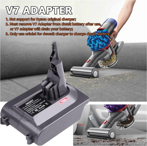 V7 Battery Adapter for Dyson V7 Vacuum Cleaner, V7 Adapter for Dewalt 20V Battery, Replace for Dyson V7 Battery, Works