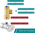 Water Line Adapter Splitter Tee Valve, Fridge Ice Maker Connector with 3/8 T Compression Fittings (2PCS)