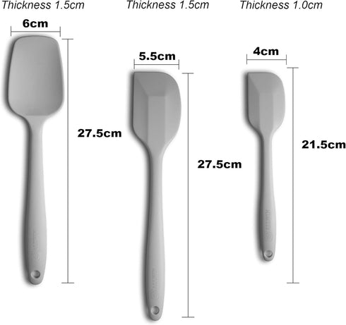 Silicone Spatula 3-Piece Set - High Heat-Resistant, Ergonomic Handle, Non-Stick Rubber with Stainless Steel Core, Light