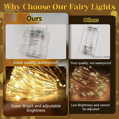 Flechllary 200 67Ft Outdoor,8 LED Fairy Lights Battery Operated with RemoteWaterproof String Lights for Indoor & Modes
