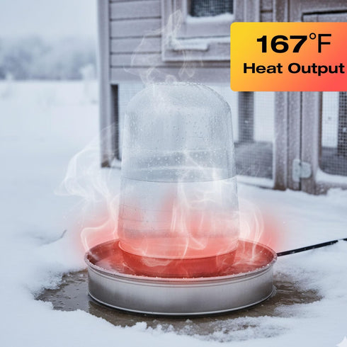 5 Waterer,13 Inches H&G lifestyles Chicken Water Heater, Heated Chicken Waterer,Poultry Water Heater for Winter