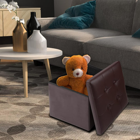 17x13x13inches ALASDO Storage Ottoman Footrest Stool Small Ottoman with Storage Foldable Ottoman Leather Foot Rest