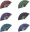 INNOLIFE Elegant Colorful Embroidered Flower Peacock Pattern Hand Fan - Hand-Crafted Folding Fabric, Full Set of 6pcs