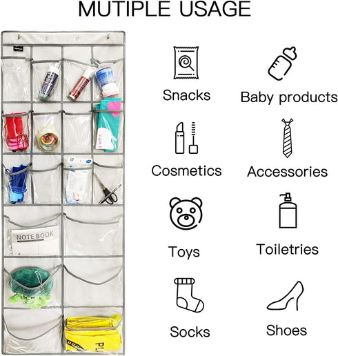 2 Pack Closet 12+6 8 (59" 21.6") Extra Large Hanging Crystal Clear Over Door Shoe Organizers, Shoe Rack Organizer
