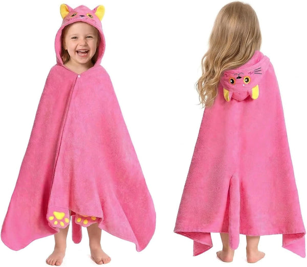 OLAOLA Cat Hooded Towel for Kids 3-12 Years, 28" x 53" Soft