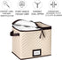 Wine Glass Storage Box with Dividers - Holds 12 Champagne Flute Glasses up to 10" Tall - Stemware Storage Case - Protects Fine China - Durable Quilted Microfiber Bin with Carry Handles by HOLDN STORAGE