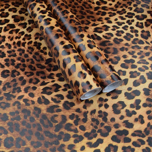 Self Adhesive Vinyl Leopard Print Shelf Liner, Contact Paper for Walls, Cabinets, 17.7X117 Inches