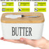 Large Butter Dish with Lid for Countertop Ceramic Butter Container with Knife Holder Spreader Double Silicone Seals Butte Keeper Rectangle White