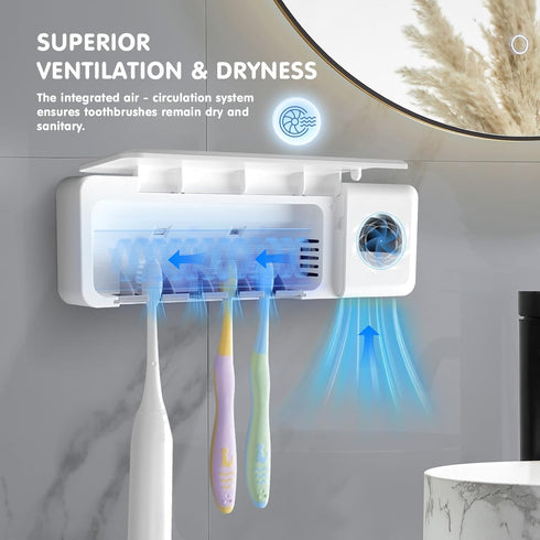 Littte Quokka 2000mAh 4 Little Quokka Toothbrush Sanitizeri Holder, Rechargeable Cordless Wall Mounted Holders