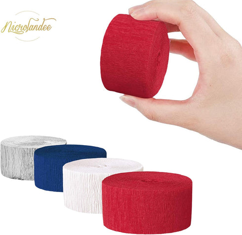 NICROLANDEE Patriotic Decorations - 8 Rolls Red White Blue Crepe Paper Streamers for 4th of July Independence Day