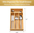 Umilife Bamboo Kitchen Drawer Organizer, 7 Inch Utensils Tray Holder for Small Drawer, Wood Caddy for Flatware Cutlery