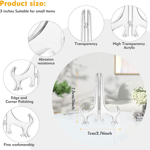 18 Pack 3 Inches Acrylic Plate Stand Card Display Stand Plate Holders for Display,Card Stand for Sports Cards,Picture,Photo