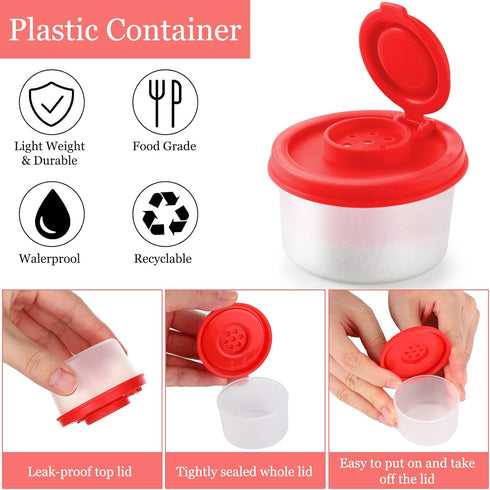 4 Pcs Mini Salt and Pepper Shakers Set, Plastic Pepper Shaker with Lid, Clear Spice Jars for Travel Camping Kitchen