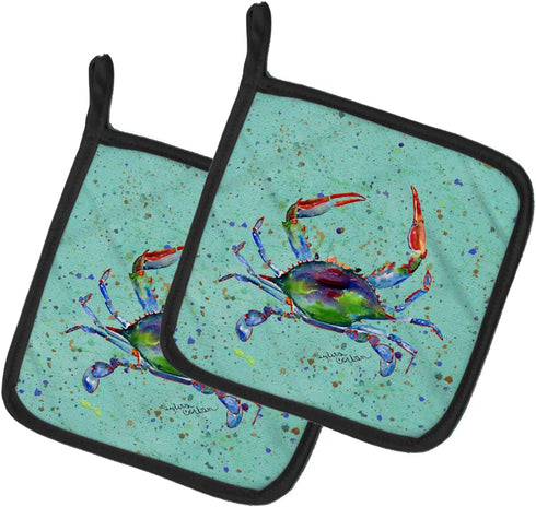 Caroline's Treasures 8462PTHD Crab Pair of Pot Holders, Kitchen Heat Resistant, 7 1/2 x 7 1/2