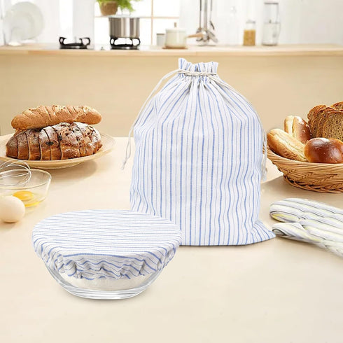 QUYANGCHIFENG Reusable Bread Bags for Homemade Bread with TPU Lining & Proofing Bowl Cover, Organic Cotton Sourdough