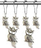 Country Shower Curtain Hooks Set of 12 - Rust Proof Brushed Nickel Rings with Owl Pendant Accessories