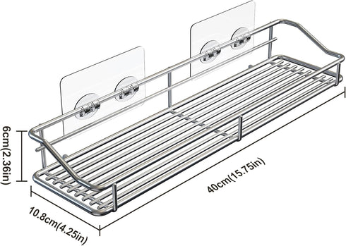Orimade Bathroom Shelf Organizer, Shower Caddy Storage Rack with Traceless Adhesive, 15.75 inch, Silver