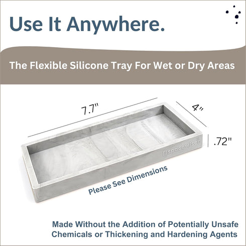 Small 7.7" Silicone Countertop Tray - Kitchen Sink Tray for Soap Bottles, Key Trinket Ring, Shatterproof Flexible Design