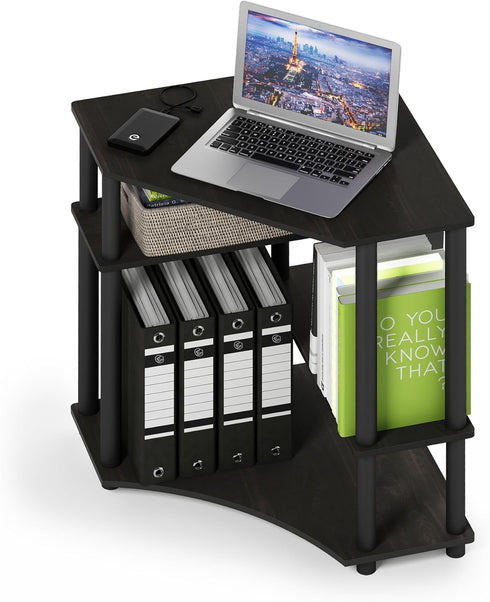 FURINNO Turn-N-Tube Space Saving Corner Desk, Espresso/Black