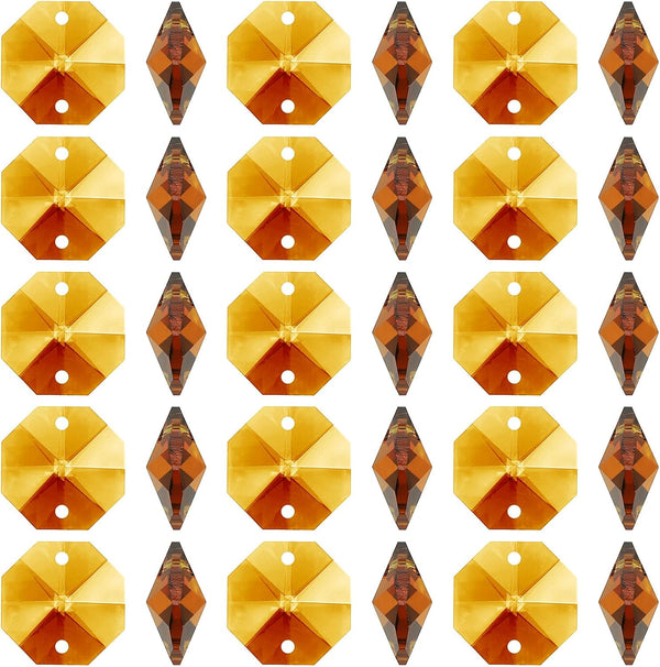 PATIKIL K9 Crystal Octagon Beads 2 Holes Pendants, 100 Pack 14mm Chandelier