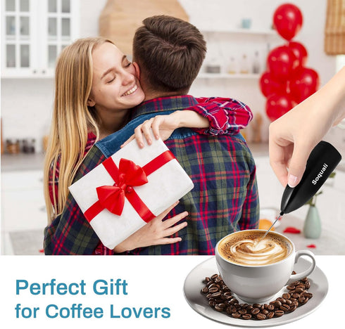 Soquali 2 Pack Milk Frother Handheld Battery Operated - Electric Whisk Coffee Frother Battery Stirrer, Hand Held Milk