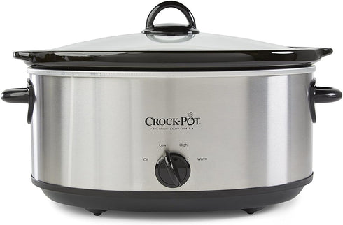 Crock-Pot 7 Quart Oval Manual Slow Cooker, Stainless Steel (SCV700-S-BR), Versatile Cookware for Families