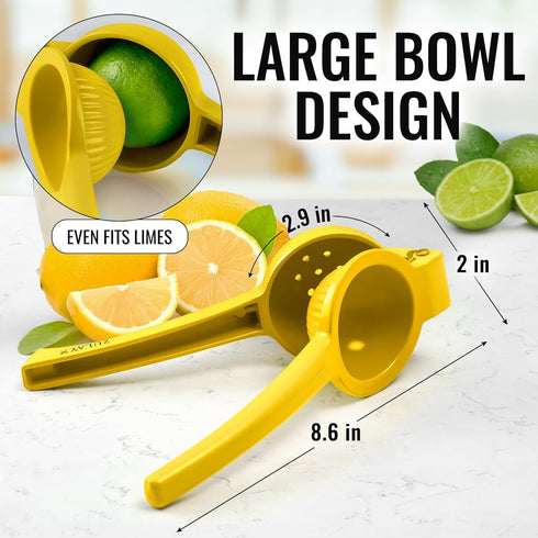 Zulay Kitchen Metal Lemon Squeezer - Handheld Citrus Juicer for Extracting the Most Juice Possible