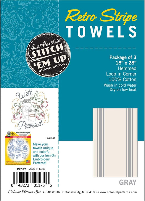 Aunt Martha's Gray Striped Dish Towels, Set of 3 ($4.10 each)