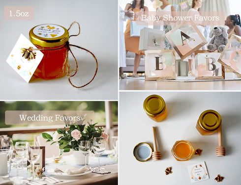 20 Pack Adabocute Mini Honey Jars with Dipper - Perfect for Baby Shower Favors and Wedding Favors - Includes Bee