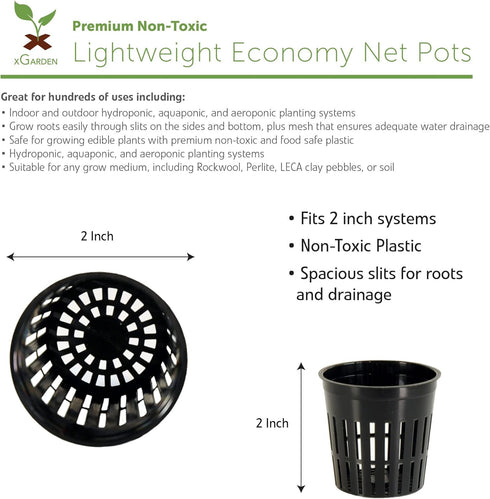 xGarden - Lightweight Economy Net Pots - Thin Lip & Slotted Sides for Hydroponics & Aquaponics - UV Resistant & BPA