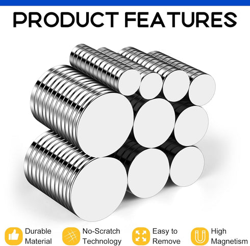 Small Magnets, 60Pcs Tiny Rare Earth Circle Magnets, Strong Office Magnets for Crafts, DIY, Kitchen Cabinet