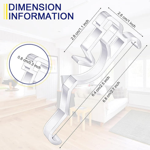 Jetec 2.5 Inch Arc-Shaped Clear Plastic Valance Clips, Hidden Window Blind Holder (30 Pieces)